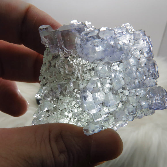 Glass-clear Fluorites with Wispy Phantoms from China FL594