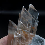 Icy Clear Selenite Clusters with Hematite Inclusions from China GS01