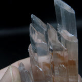 Icy Clear Selenite Clusters with Hematite Inclusions from China GS01