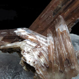 Icy Clear Selenite Clusters with Hematite Inclusions from China GS06