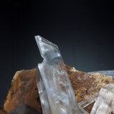 Icy Clear Selenite Clusters with Hematite Inclusions from China GS09