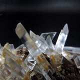 Icy Clear Selenite Clusters with Hematite Inclusions from China GS10