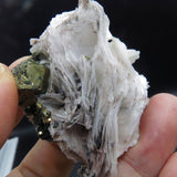 Iridescent Etched Pyrite with Mangano Bladed Calcite from Inner Mongolia IP14