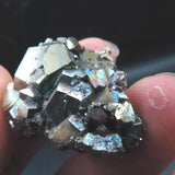 Iridescent Etched Pyrite with Mangano Bladed Calcite from Inner Mongolia IP20