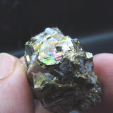 Iridescent Etched Pyrite with Mangano Bladed Calcite from Inner Mongolia IP23