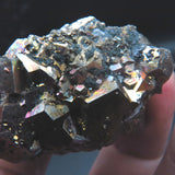 Iridescent Etched Pyrite with Mangano Bladed Calcite from Inner Mongolia IP23
