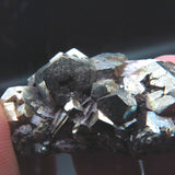 Iridescent Etched Pyrite with Mangano Bladed Calcite from Inner Mongolia IP25