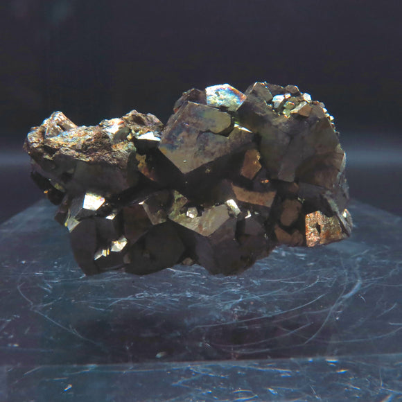 Iridescent Etched Pyrite with Mangano Bladed Calcite from Inner Mongolia IP26