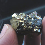 Iridescent Etched Pyrite with Mangano Bladed Calcite from Inner Mongolia IP29