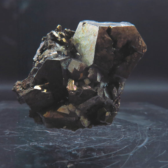 Iridescent Etched Pyrite with Mangano Bladed Calcite from Inner Mongolia IP30